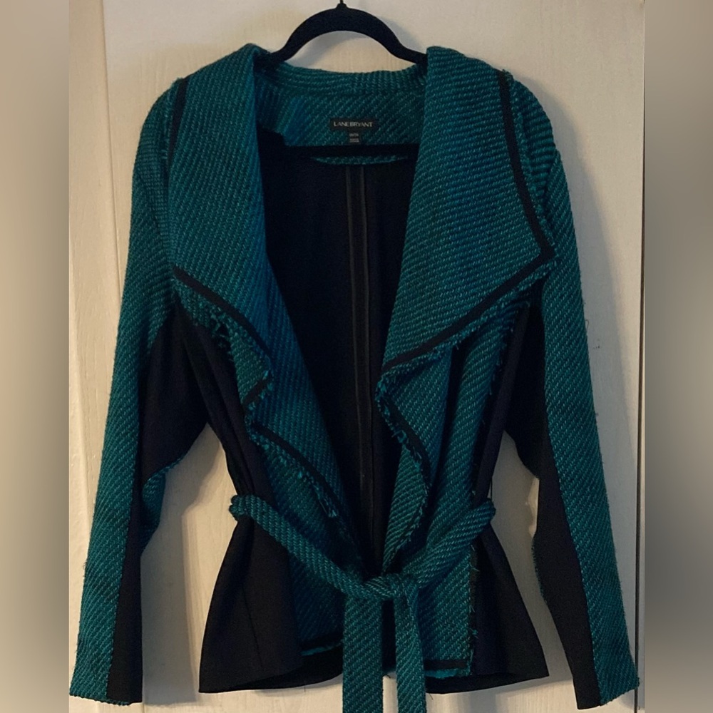 Lane Bryant Teal and Black Knit Cardigan